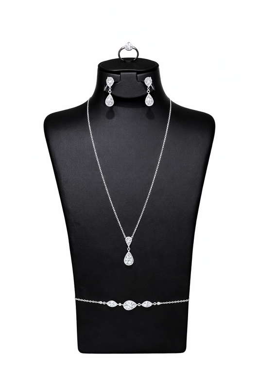 Teardrop Diamond Jewelry Set – Graceful Feminine Style - AWAD SILVER JEWELLERY TRADING LLC